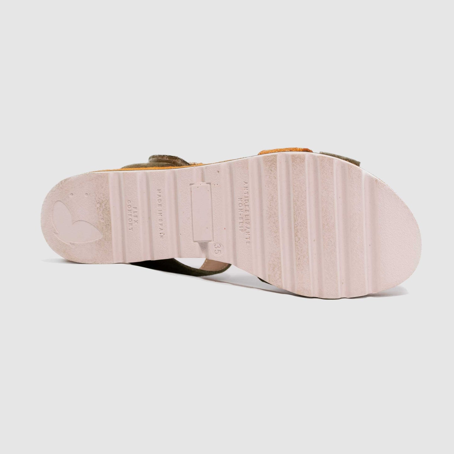 Chaussure-Femme-Geollamy-MAGNABE-Kaki-Orange-Cuir-Nu-Pied-Under