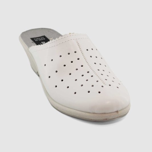 Chaussure-Femme-Sodopac-SONIA-Blanc-Cuir-Pantoufle