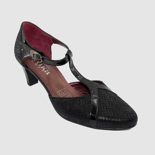 Chaussure Femme Artika ANGORA Noir Cuir Imprimé Escarpin