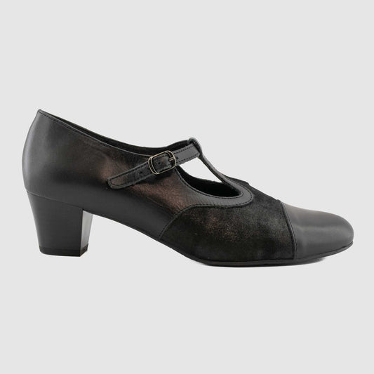 Chaussure-Femme-Artika-FADAM-Noir-Cuir-Imprime-Trotteur-Side