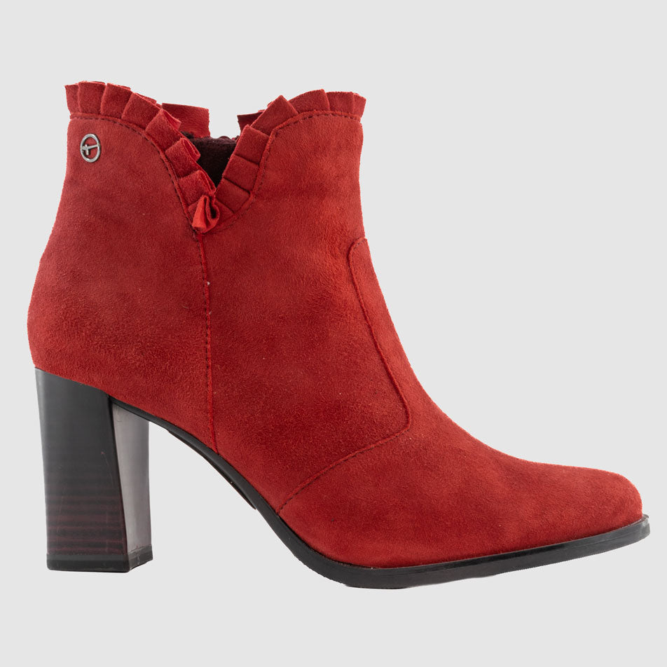 Destockage-Chaussure-Femme-wortmann-courtemont-rouge-daim-bottine-Side